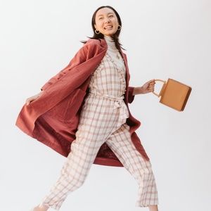 Serena Rust Linen Coat Jacket Trench Coat